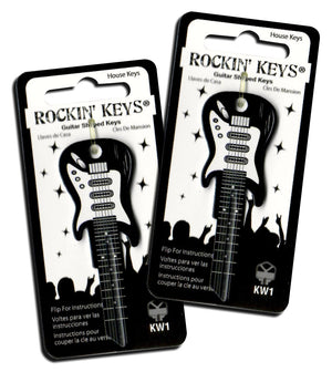 2 Black Electric Guitar Shaped Rockin' Keys