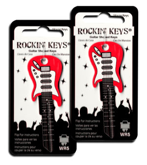 2 Red Electric Guitar Shaped Rockin' Keys