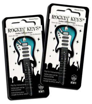 2 Surf Green Electric Guitar Shaped Rockin' Keys