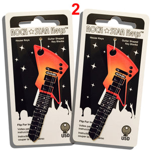 2 Orange EXP Guitar Shaped Rock Star Keys