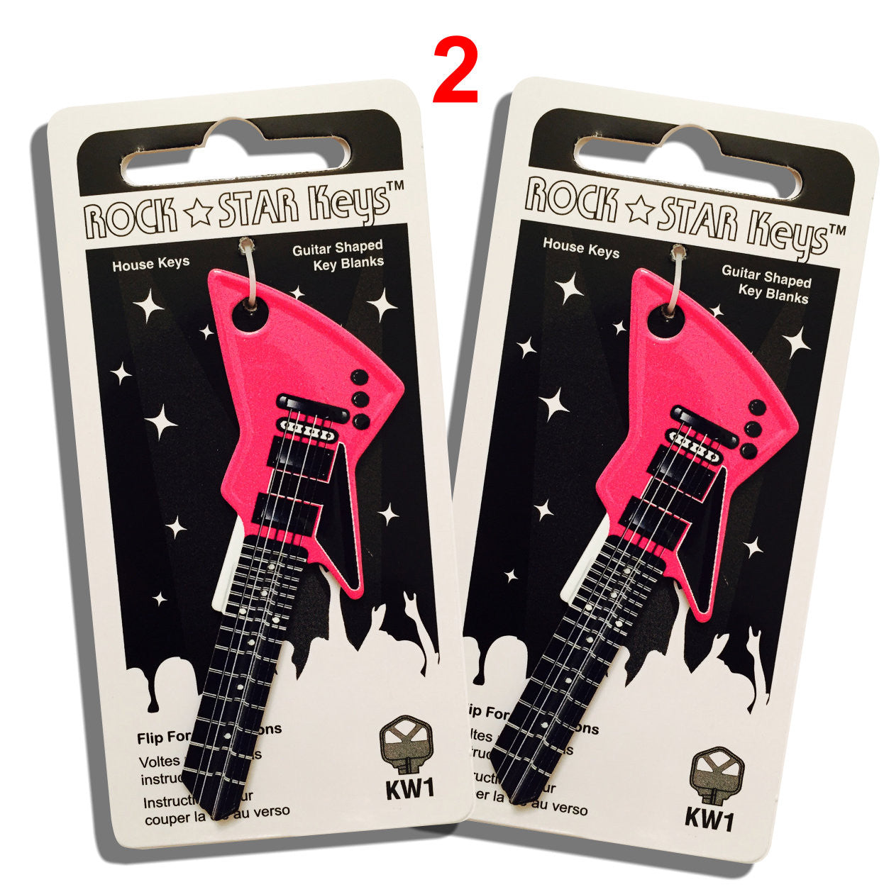 Pink EXP Guitar Shaped Rock Star Key – Guitar Shaped Keys