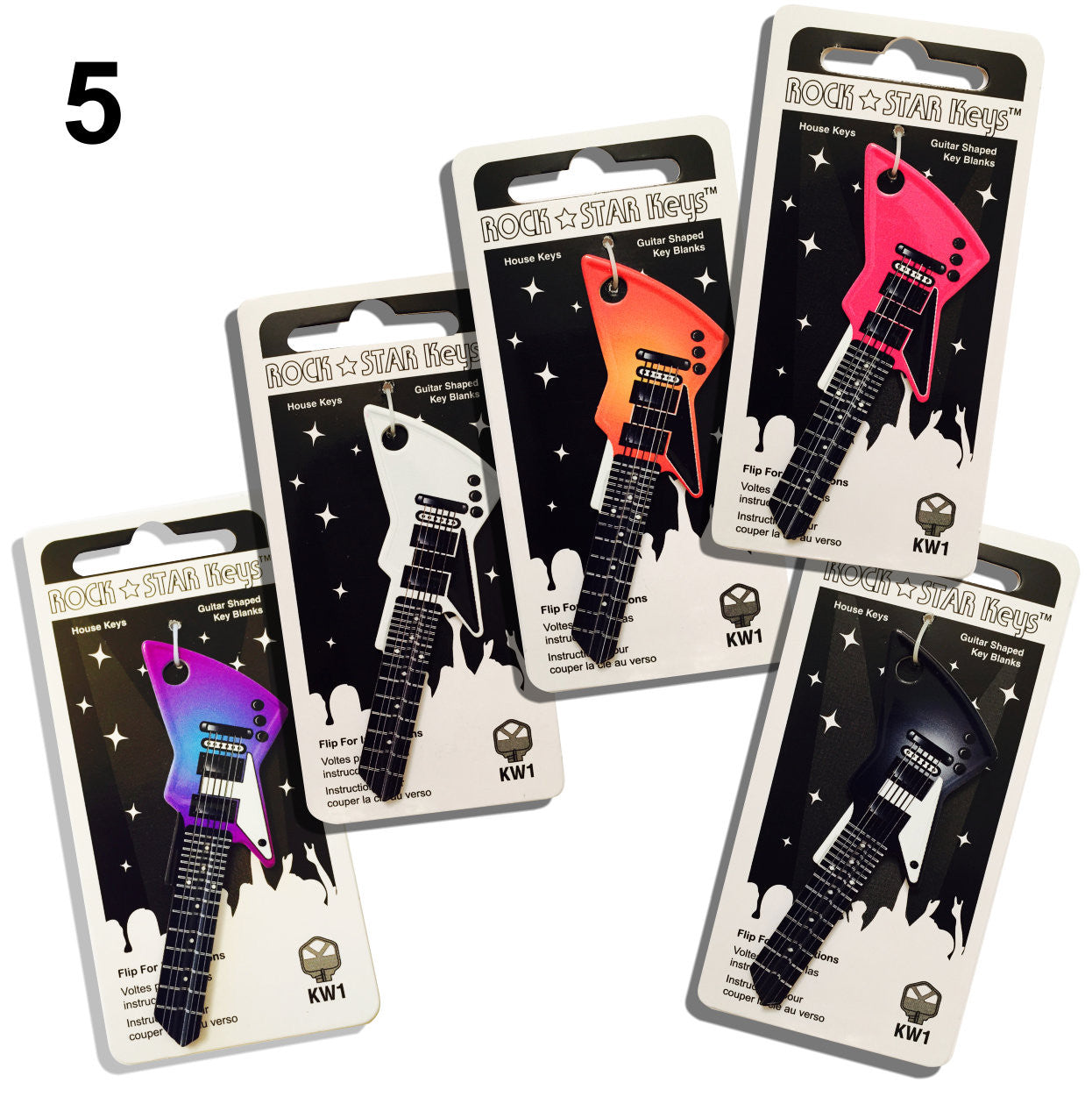 Full Set (5) EXP Guitar Shaped Rock Star Keys – Guitar Shaped Keys