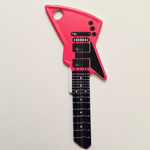 Hot Pink and Black EXP Guitar Shaped Rock Star Key