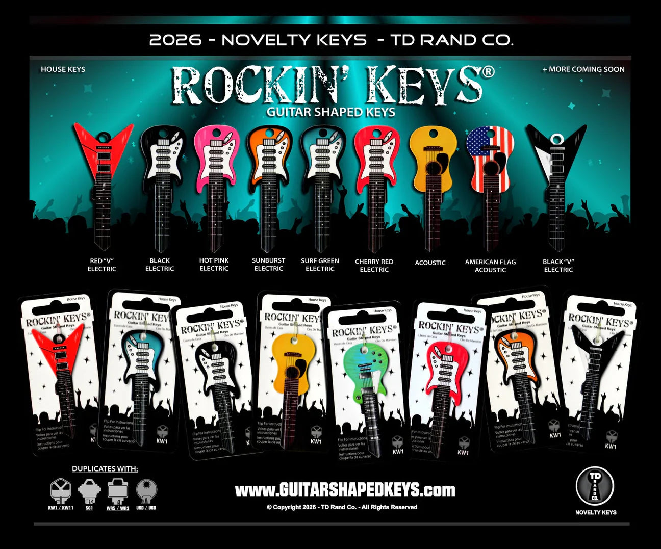 Rockin Keys Header Teal Guitar Shaped Keys Ti
