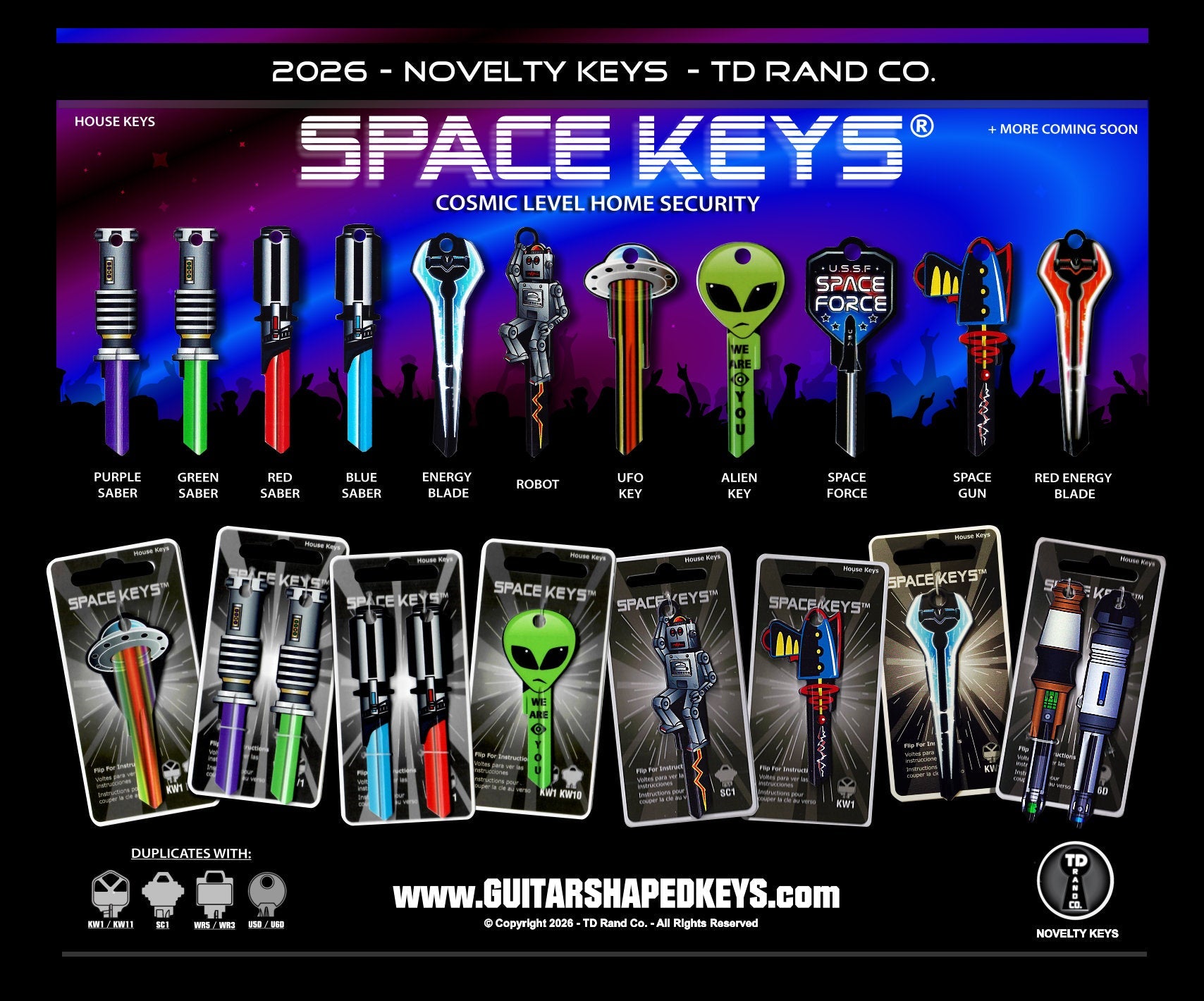 Space Keys Light Saber Shaped House Keys, UFO Alien Keys