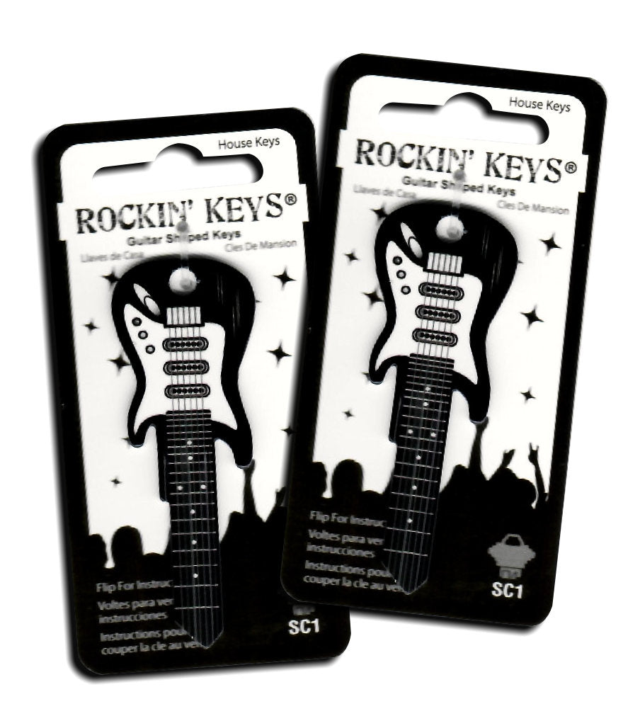 2 Black Electric Guitar Shaped Rockin' Keys