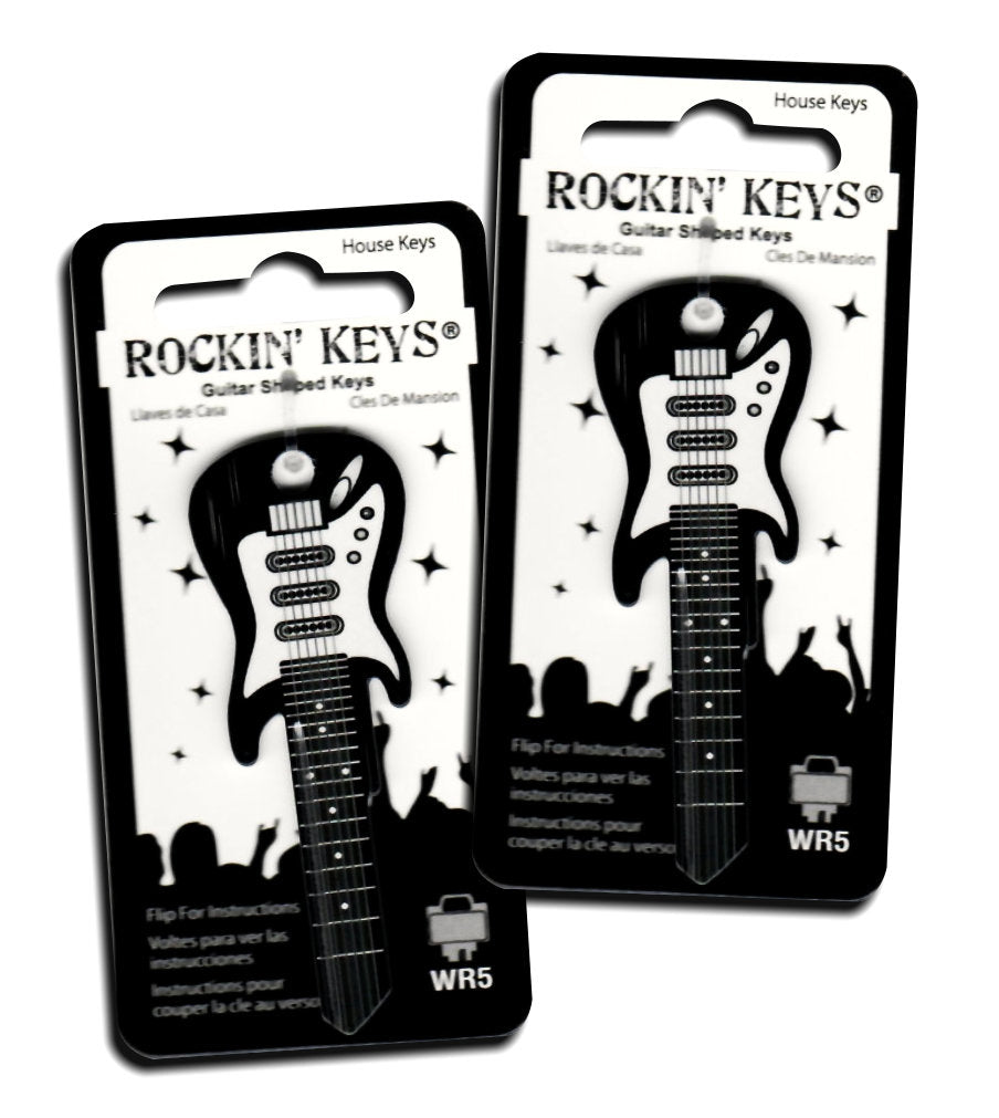 2 Black Electric Guitar Shaped Rockin' Keys