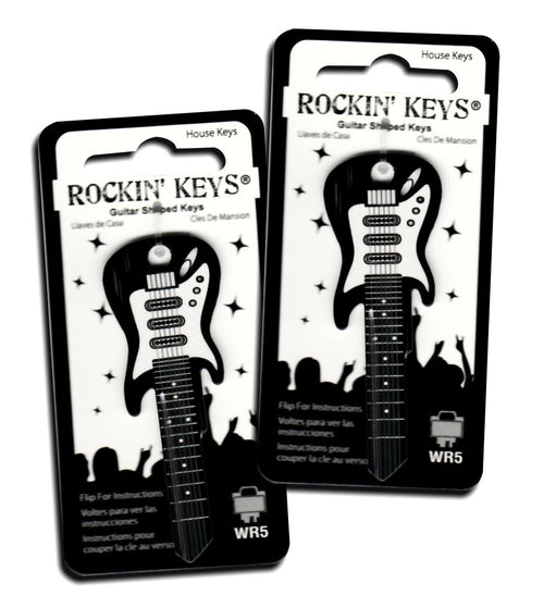 2 Black Electric Guitar Shaped Rockin' Keys
