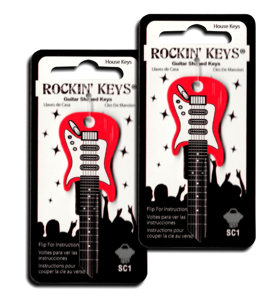 2 Red Electric Guitar Shaped Rockin' Keys