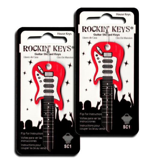 2 Red Electric Guitar Shaped Rockin' Keys