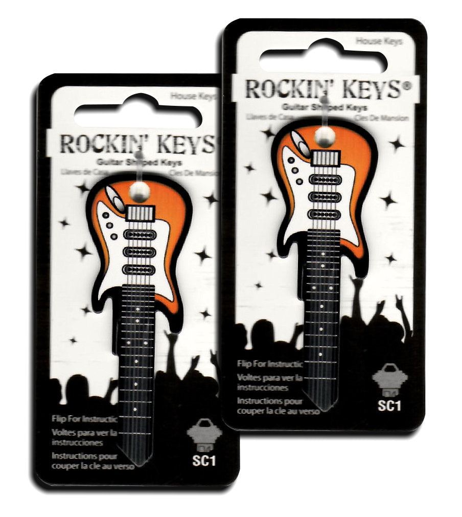 2 Sunburst Electric Guitar Shaped Rockin' Keys