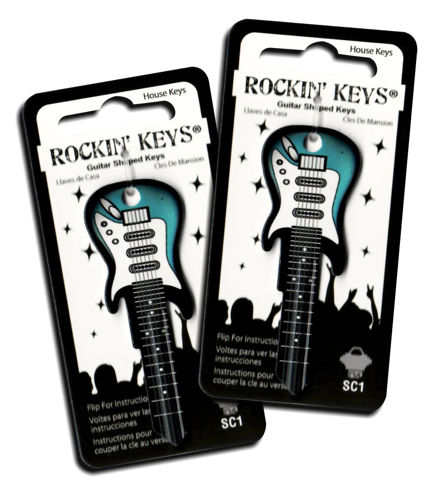 2 Surf Green Electric Guitar Shaped Rockin' Keys