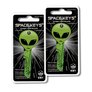 2 Green Alien Head Shaped Space Keys