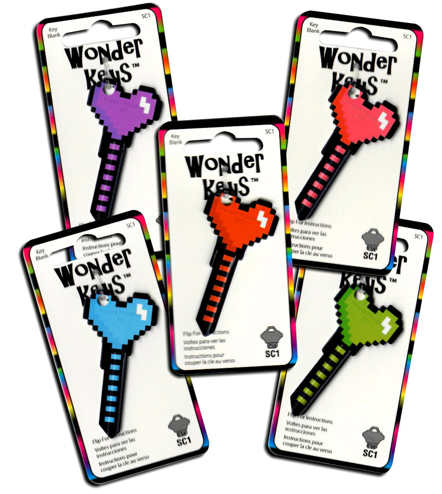5 Color Set Blue, Pink, Red, Purple, Green Digital Heart Shaped Wonder Keys!