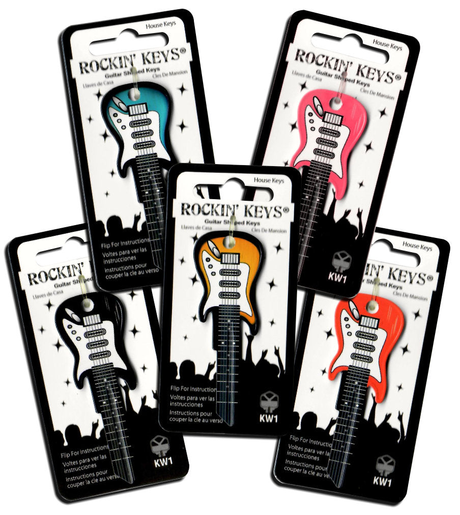 Set of 5 Electric Guitar Shaped Rockin' Keys!