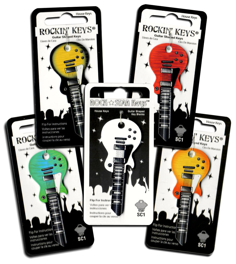 Full Set (5) LP Guitar Shaped Rockin' Keys 5 Colors (SG,R,DB,SB,W)