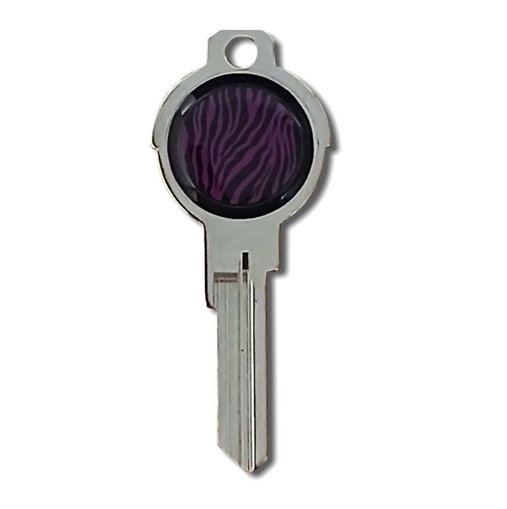 Purple Zebra Epoxy Nickel Plated Deco Key