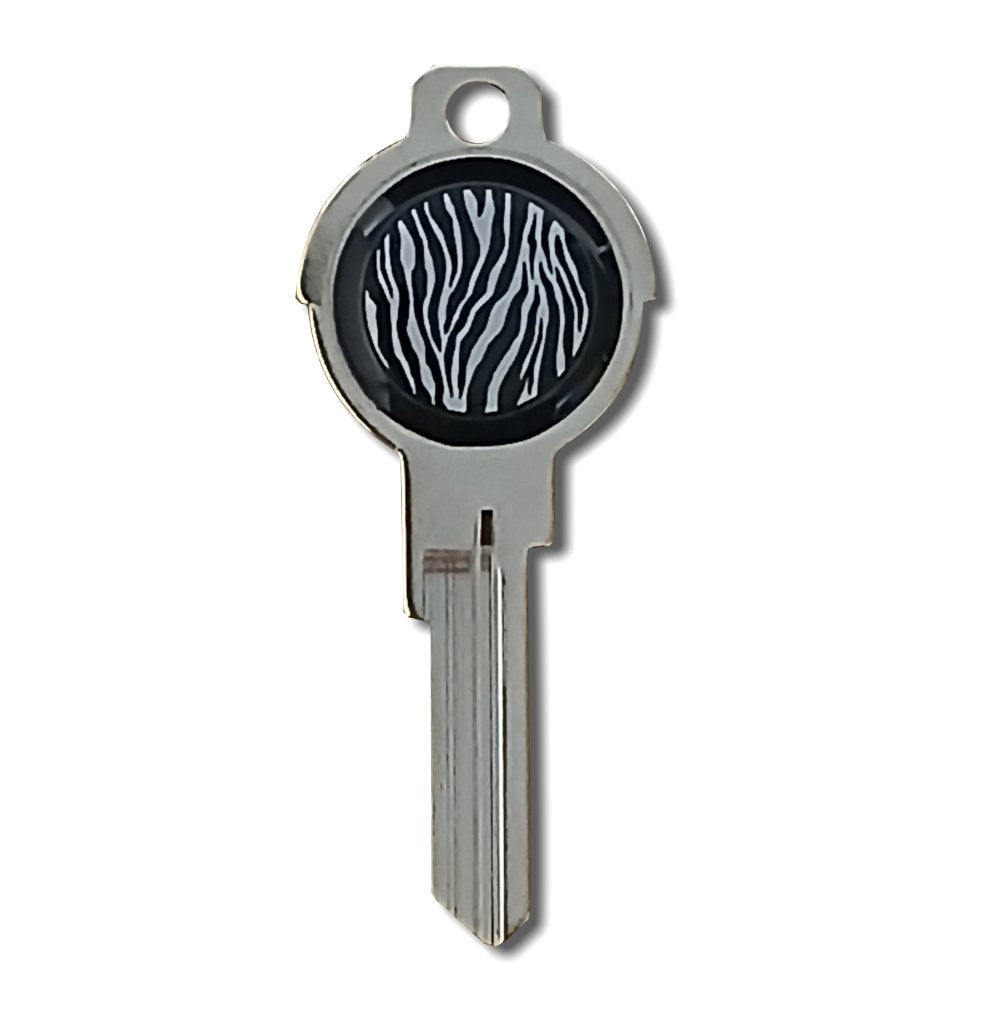 White Zebra Epoxy Nickel Plated Deco Key