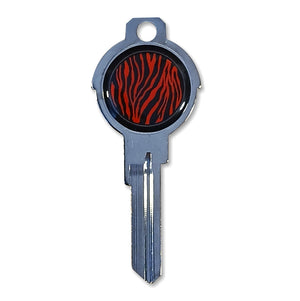 Red Zebra Epoxy Nickel Plated Deco Key