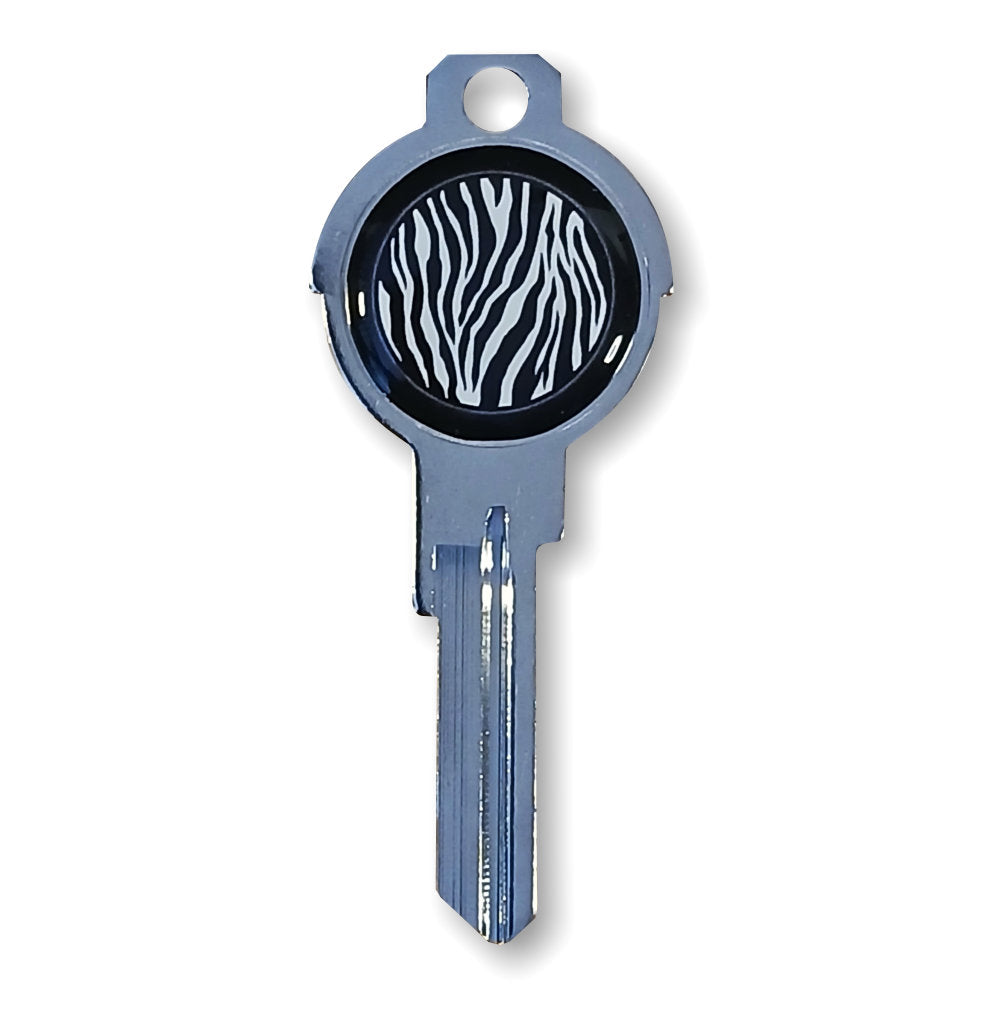 White Zebra Epoxy Nickel Plated Deco Key