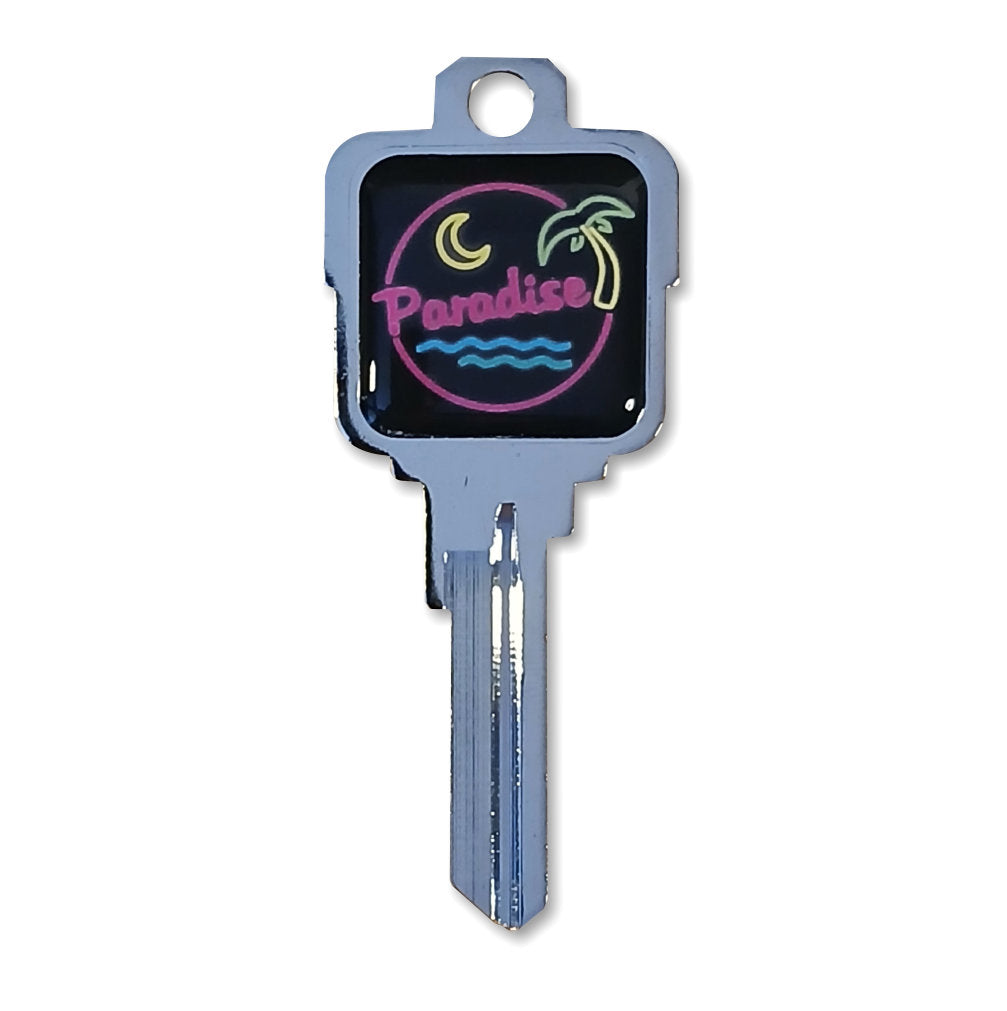 Paradise Neon Epoxy Nickel Plated Deco Key