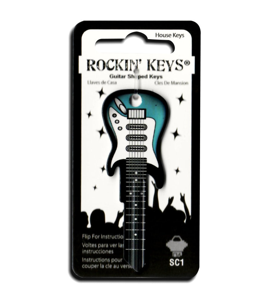 Surf Green Electric Guitar Shaped Rockin' Key
