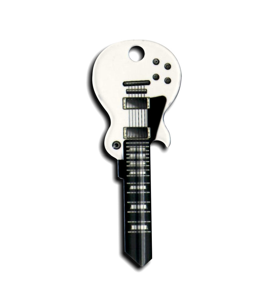 White Wide Body LP Guitar Shaped Rock Star Rockin' Key