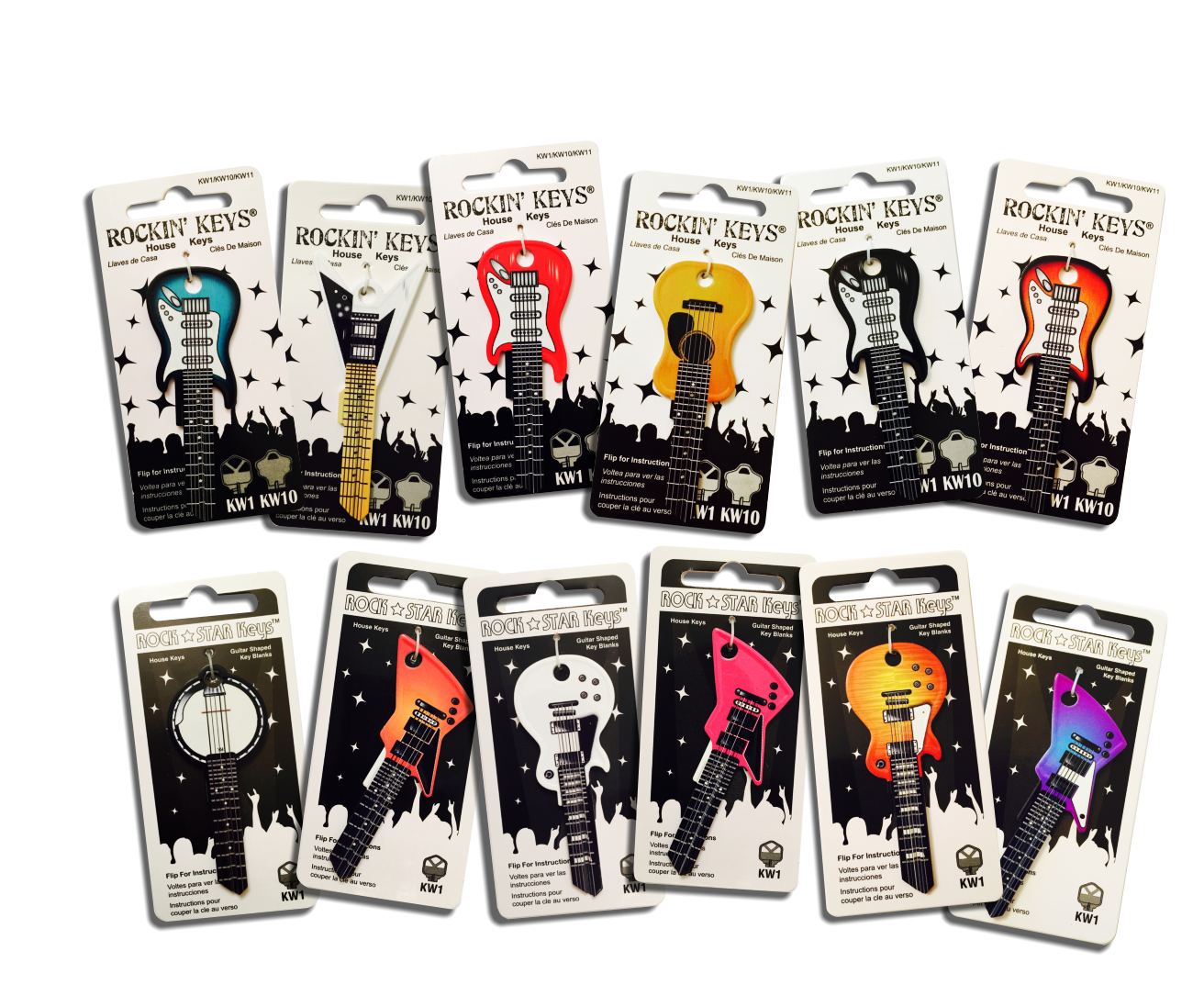Set of 12 Electric Guitar Shaped Rockin' Keys – Guitar Shaped Keys