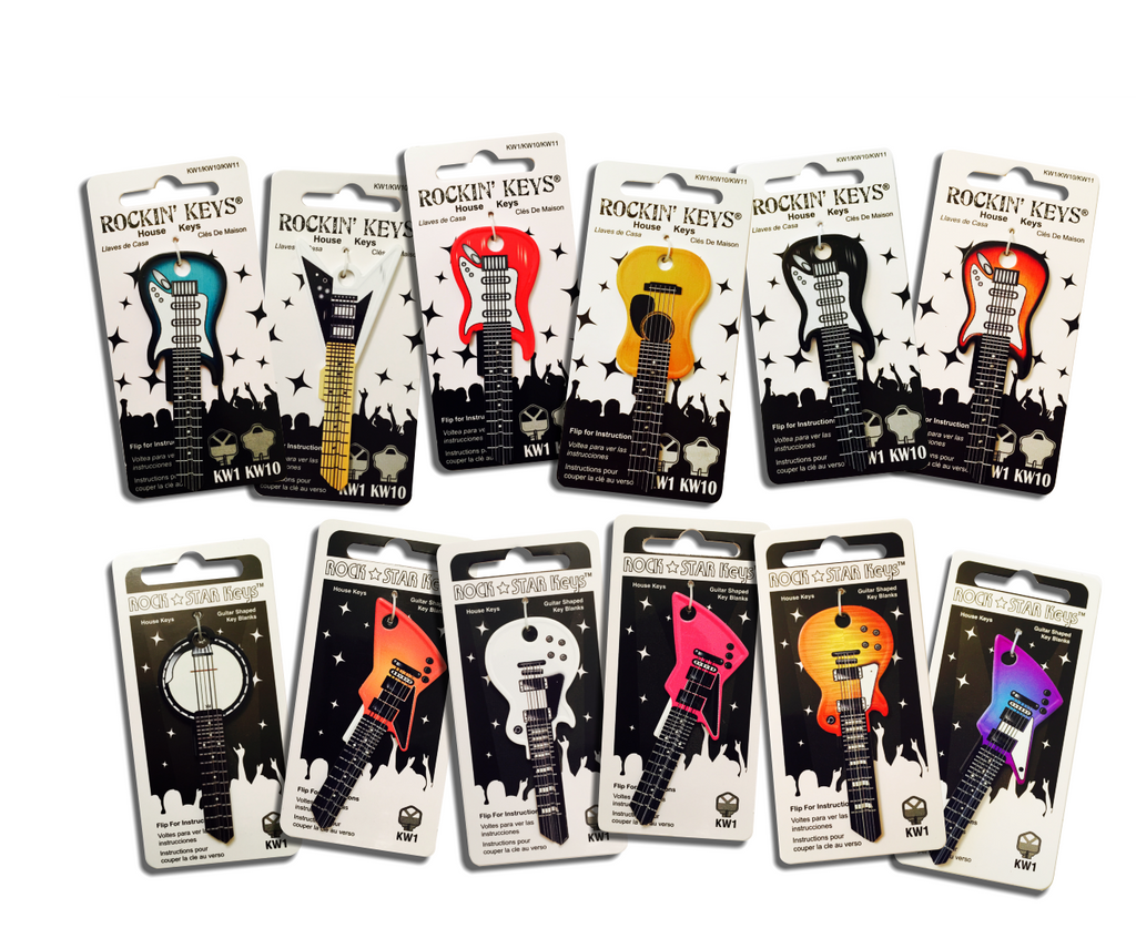 Set of 12 Rockin' Keys Guitar Shaped Keys Rock Star Keys