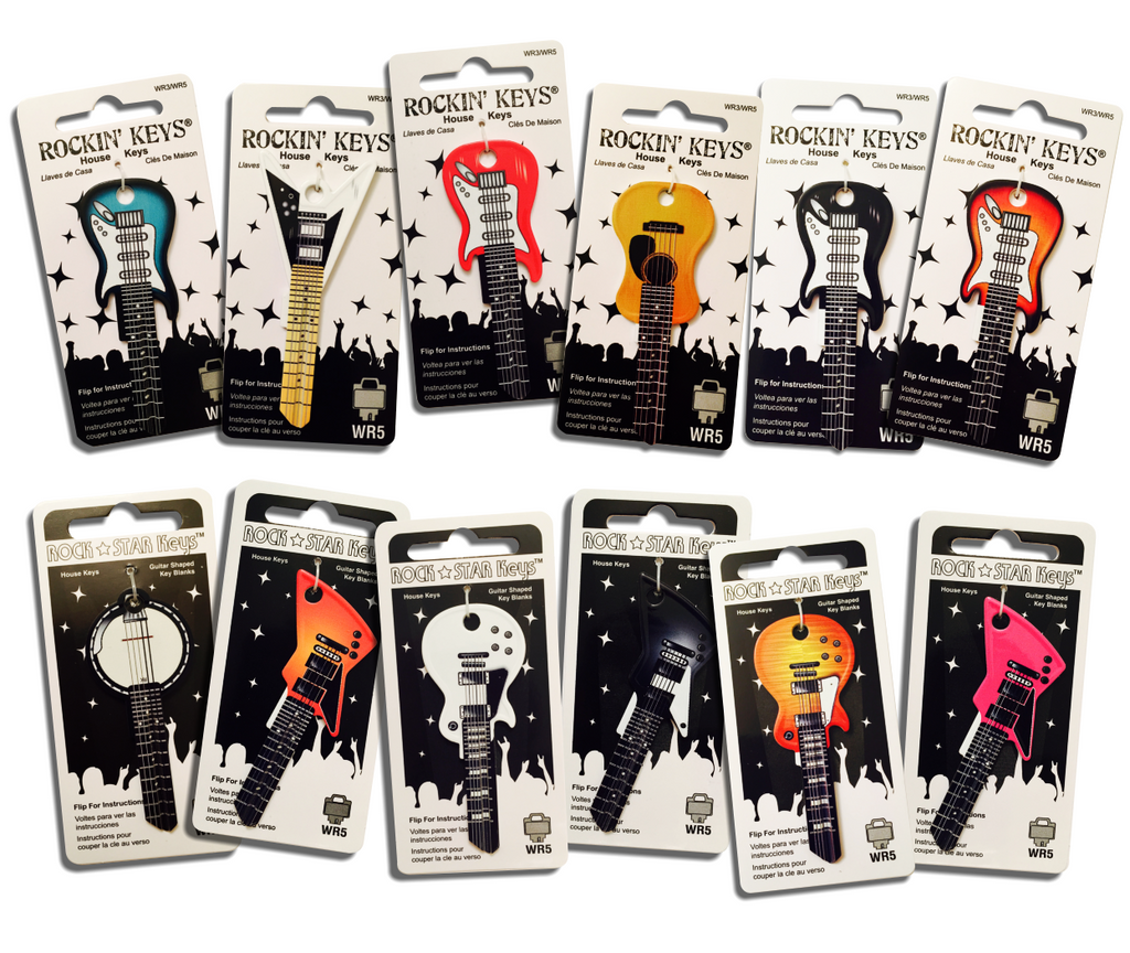 Set of 12 Rockin' Keys Guitar Shaped Keys Rock Star Keys