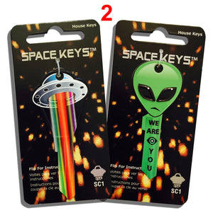 2 UFO and Alien Head Shaped Space Keys