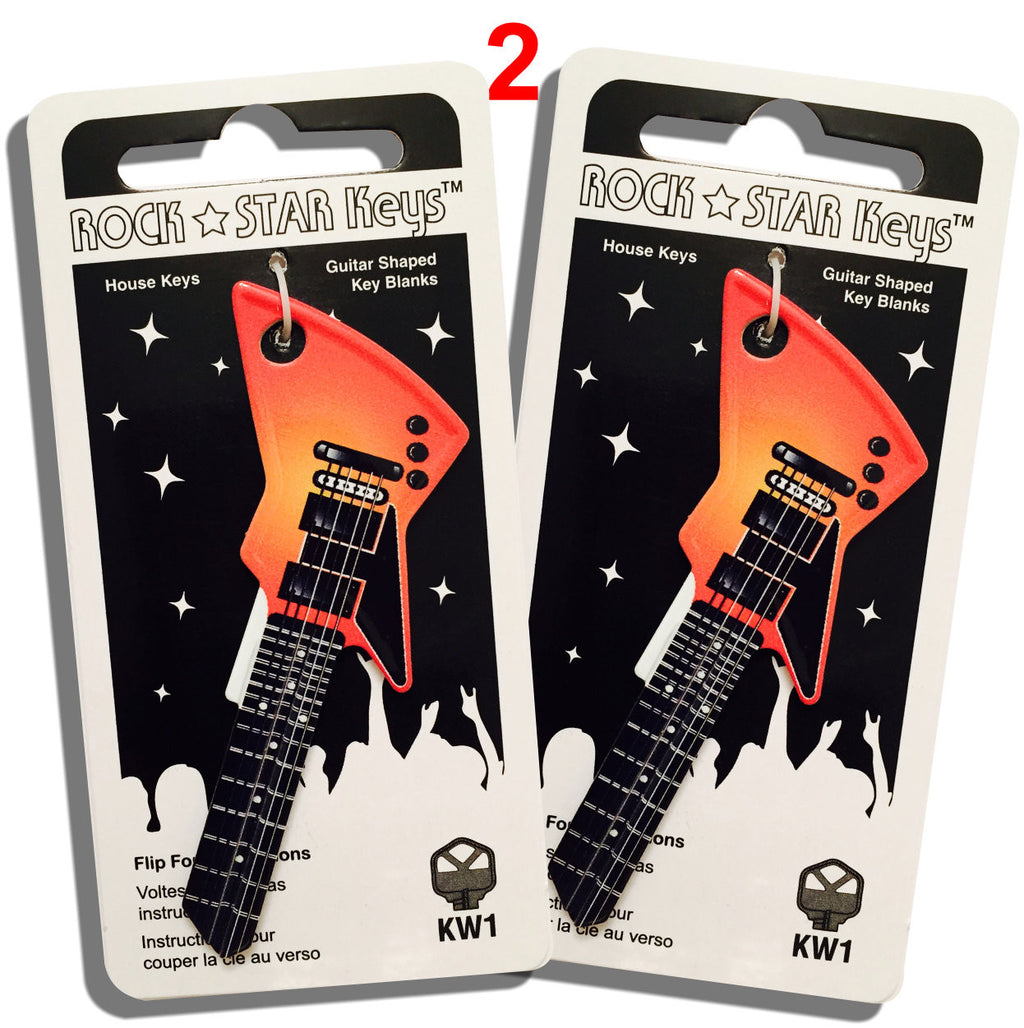 2 Orange EXP Guitar Shaped Rock Star Keys