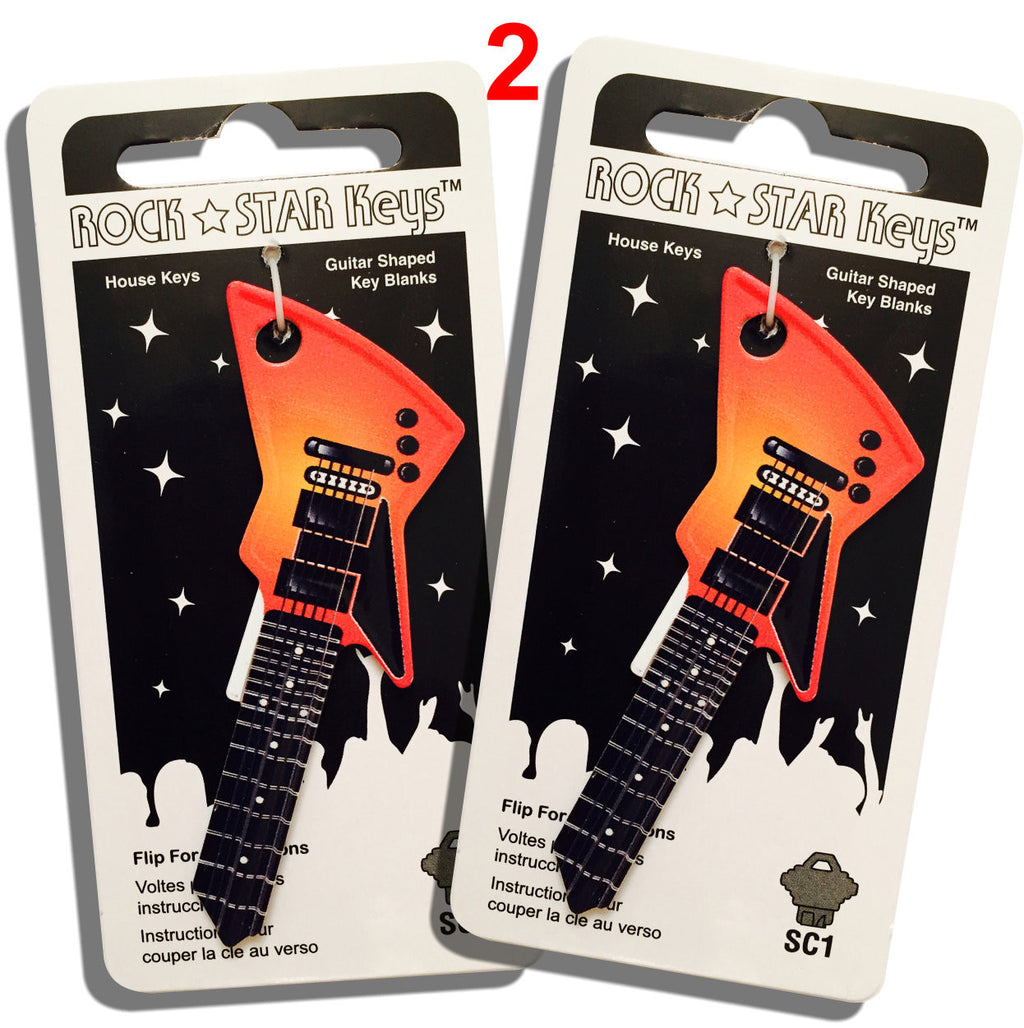 2 Orange EXP Guitar Shaped Rock Star Keys