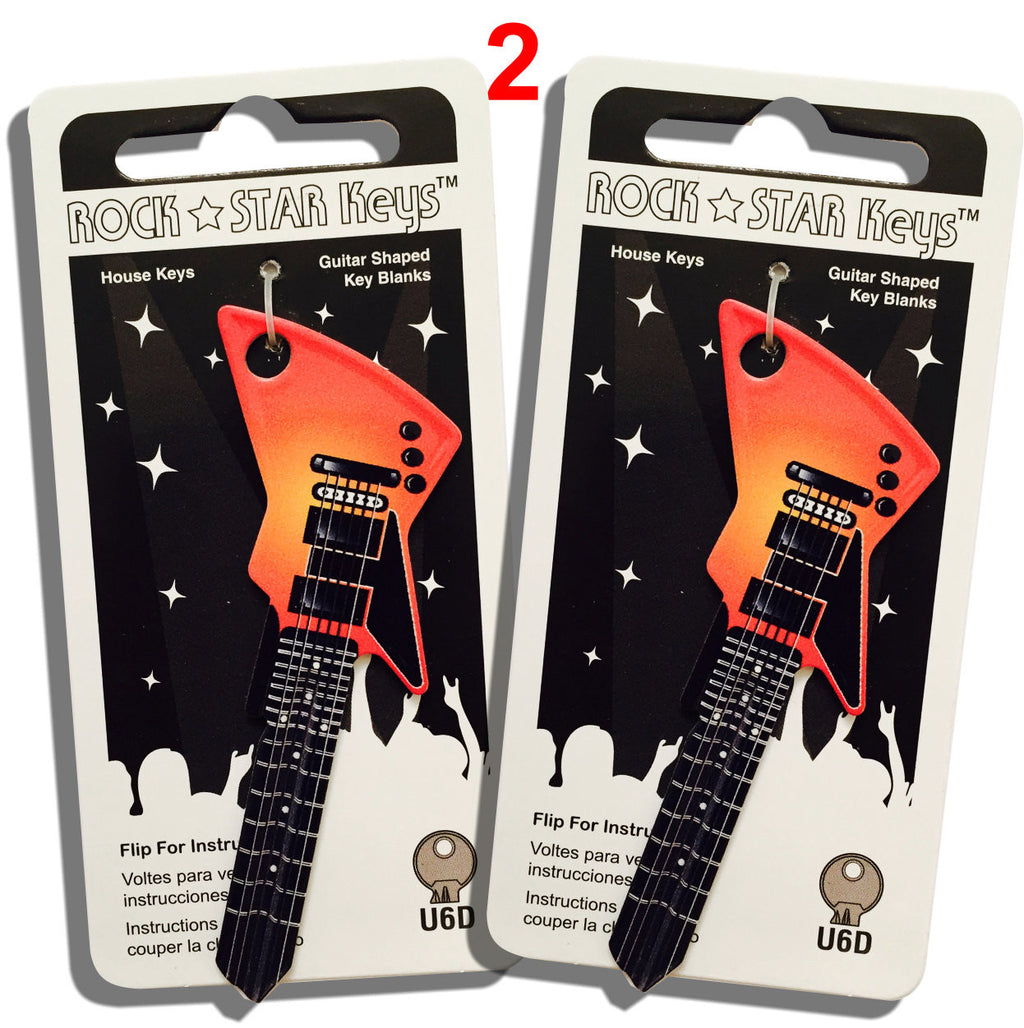 2 Orange EXP Guitar Shaped Rock Star Keys