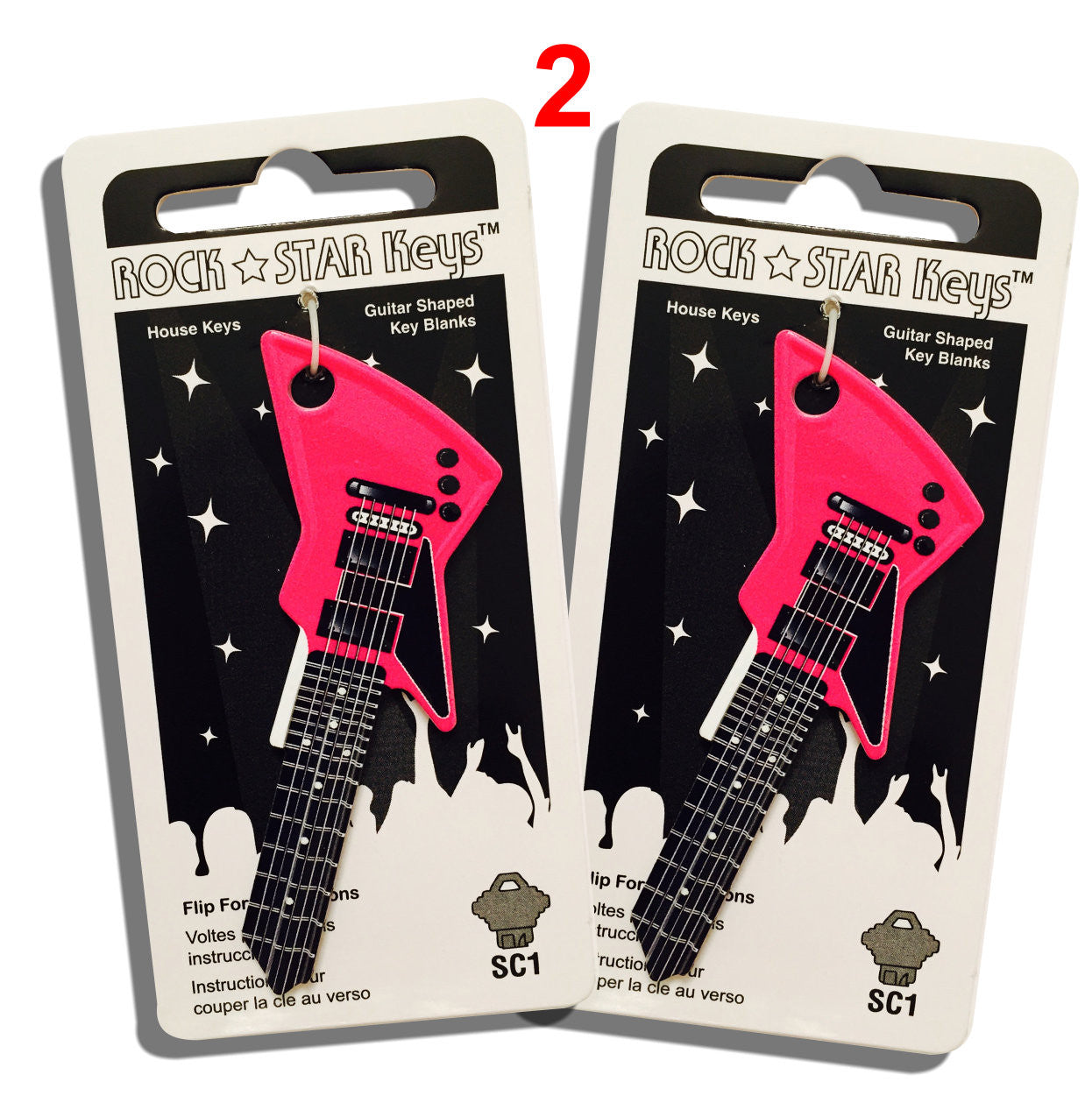Pink EXP Guitar Shaped Rock Star Key – Guitar Shaped Keys
