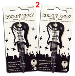 2 Black Electric Guitar Shaped Rockin' Keys