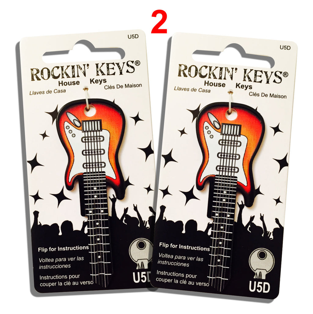 2 Sunburst Electric Guitar Shaped Rockin' Keys