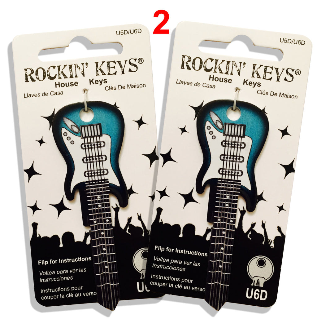 2 Surf Green Electric Guitar Shaped Rockin' Keys