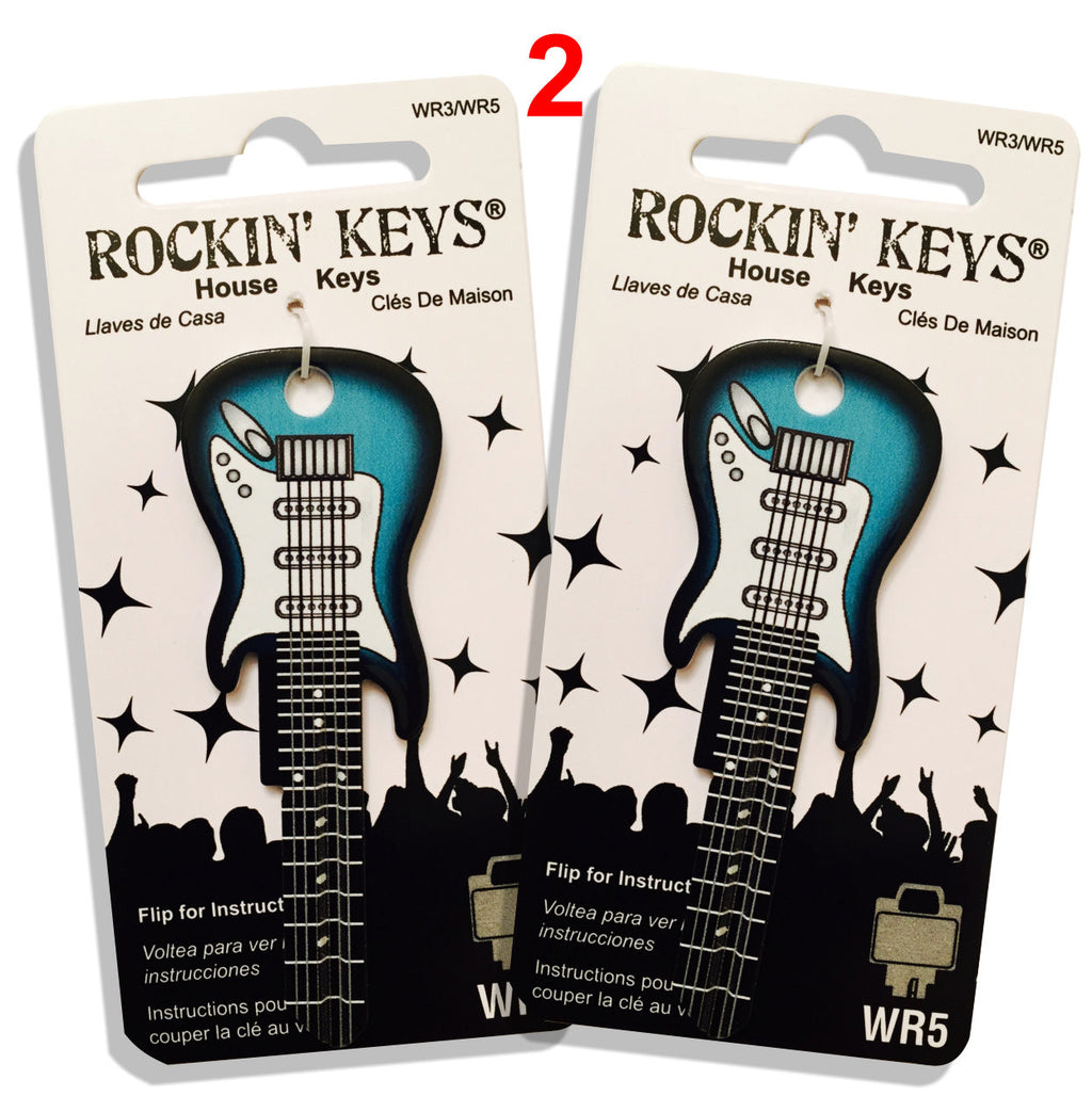 2 Surf Green Electric Guitar Shaped Rockin' Keys