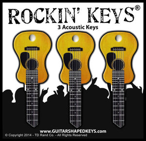 3 Acoustic Guitar Shaped Rockin' Keys