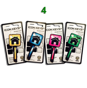 4 Bright Colored Over Sized Key Head ICON Keys