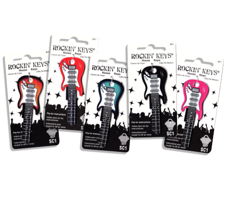 Set of 5 Electric Guitar Shaped Rockin' Keys!