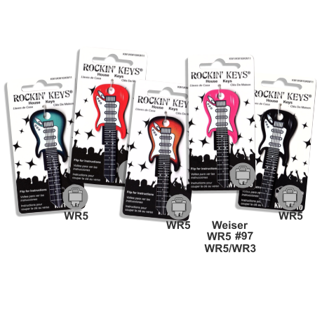 Set of 5 Electric Guitar Shaped Rockin' Keys!