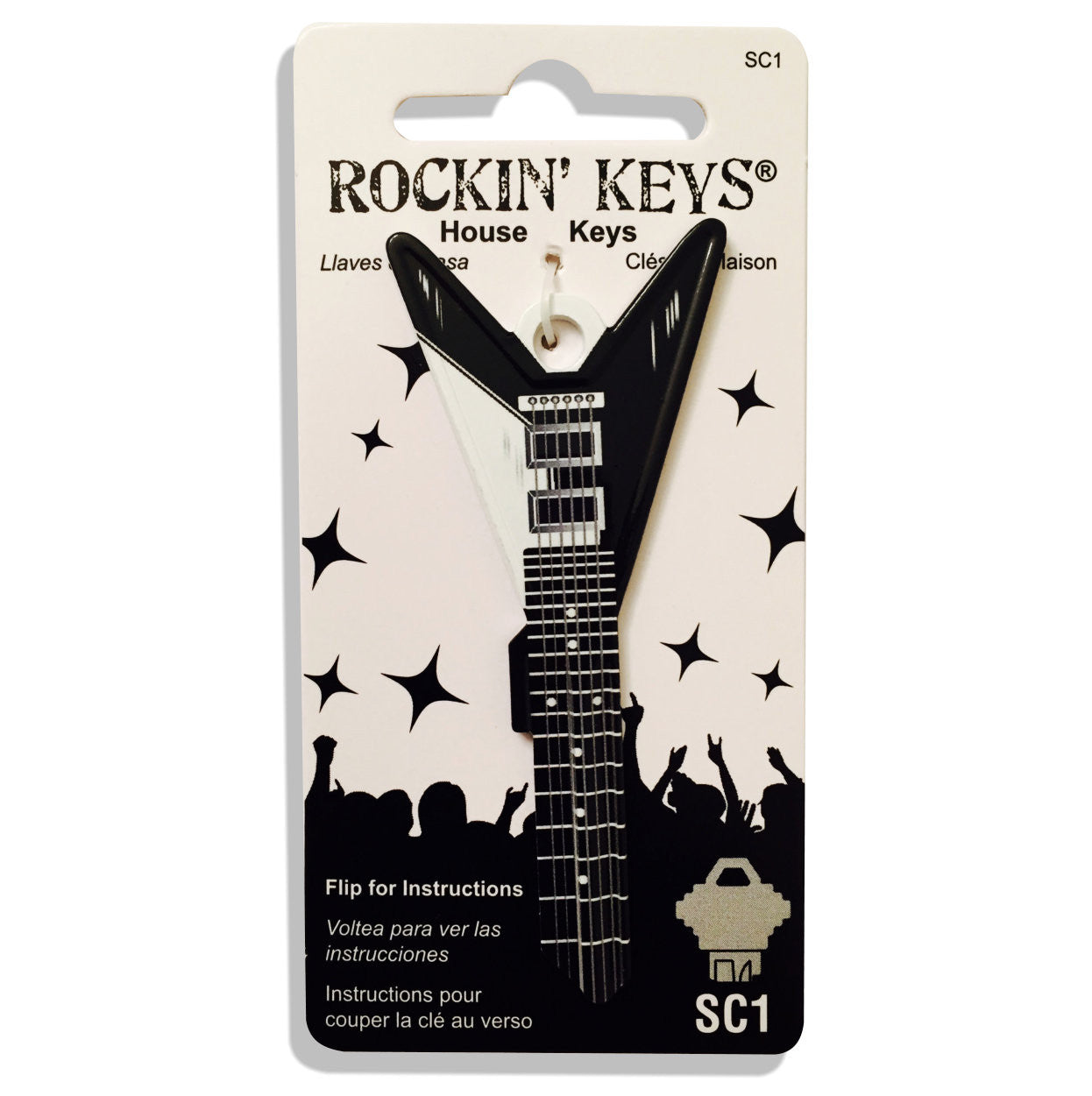 Black V Guitar Shaped Rockin' Key