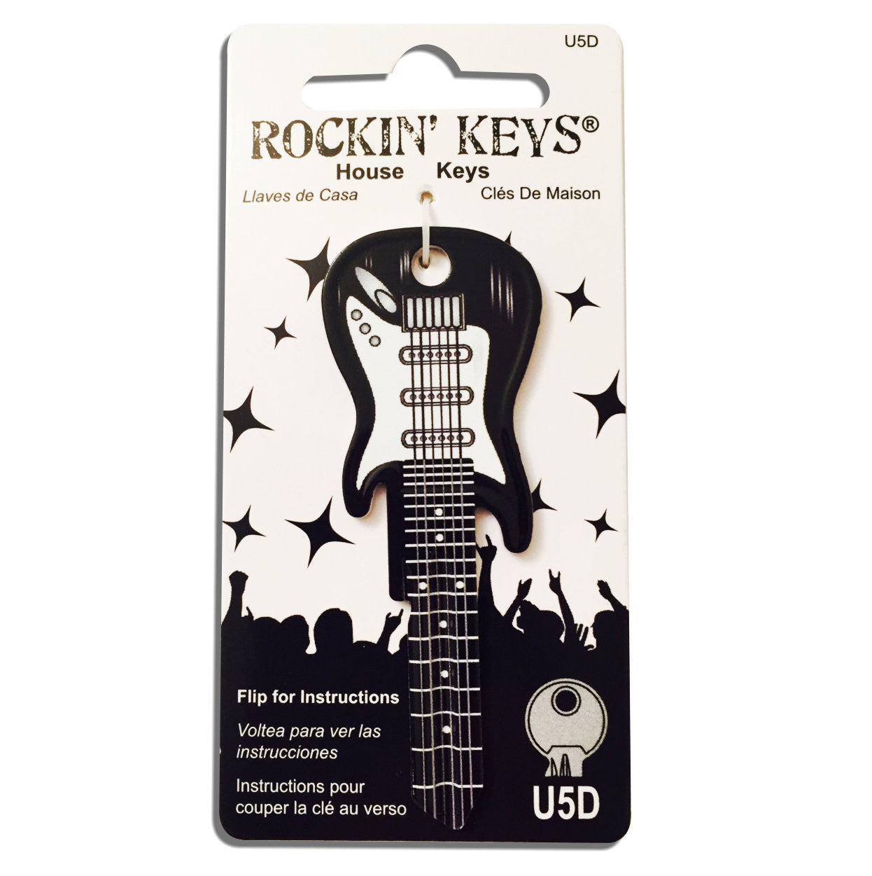 Black Electric Guitar Shaped Rockin' Key