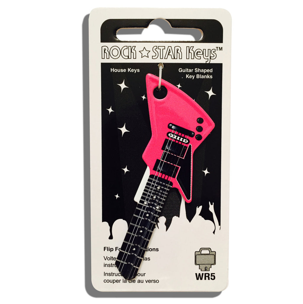 Hot Pink and Black EXP Guitar Shaped Rock Star Key