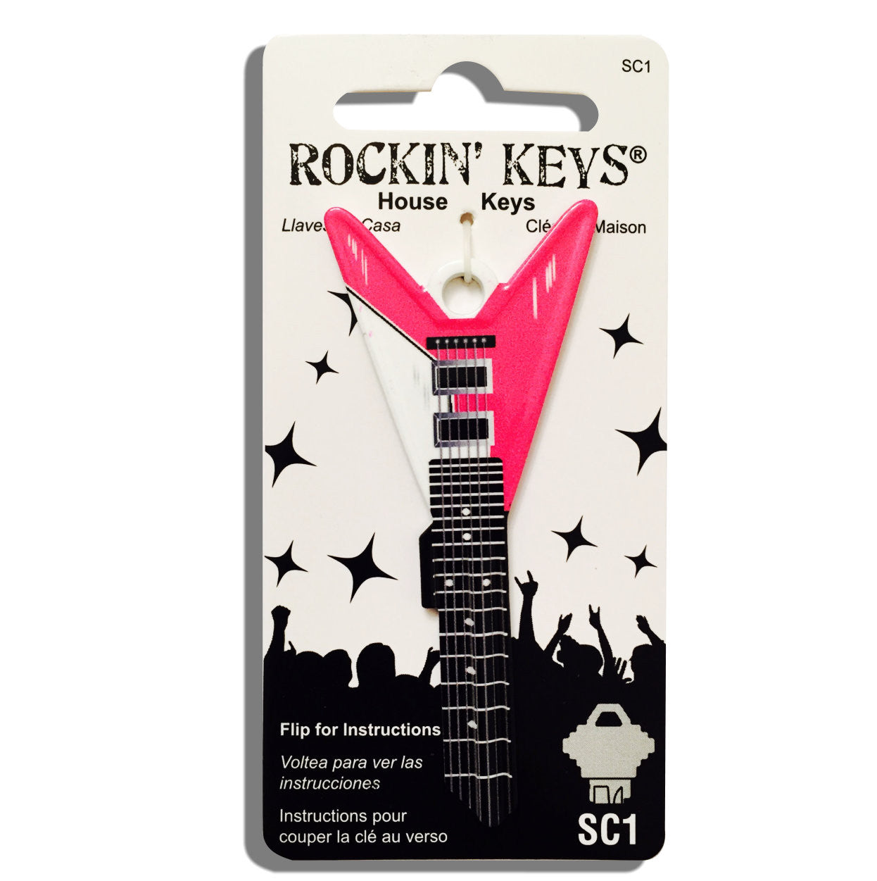 Pink V Guitar Shaped Rockin' Key