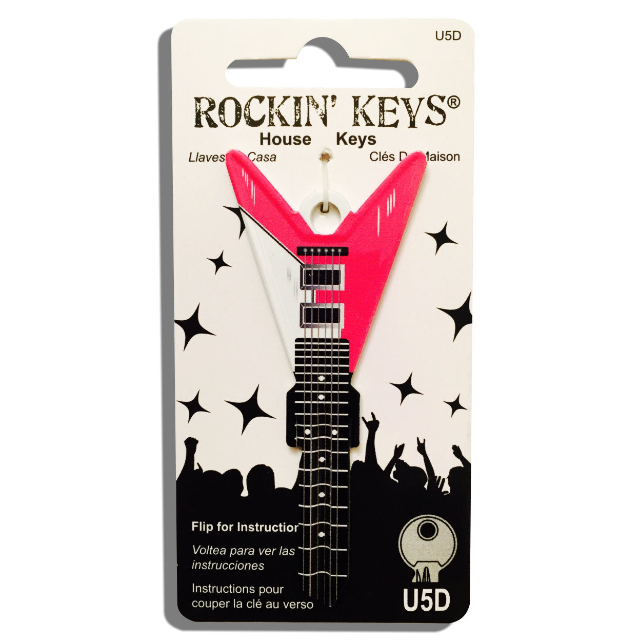 Pink V Guitar Shaped Rockin' Key