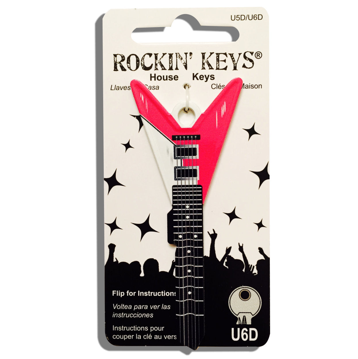 Pink V Guitar Shaped Rockin' Key