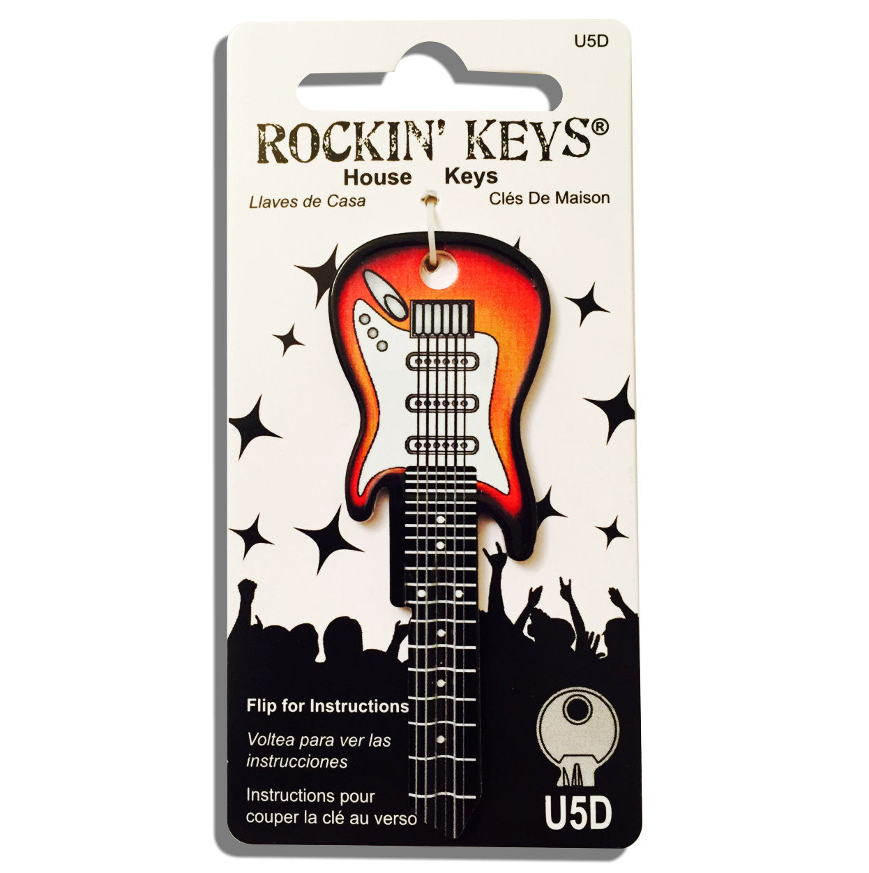 Sunburst Electric Guitar Shaped Rockin' Key